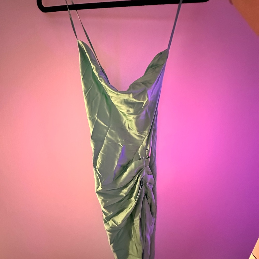 Elegant Green Satin Dress